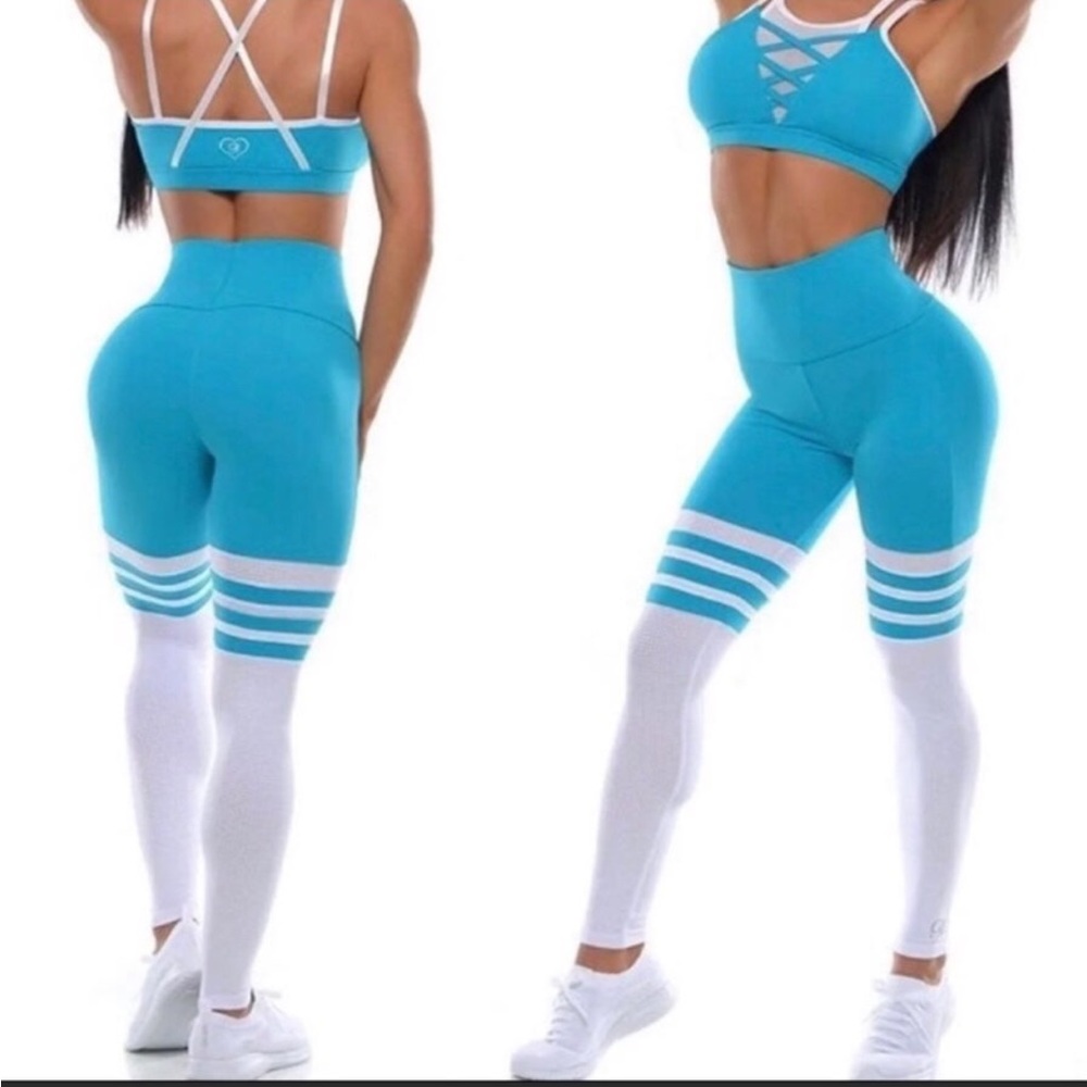 Bombshell Sportswear Turquoise and White Leggings
